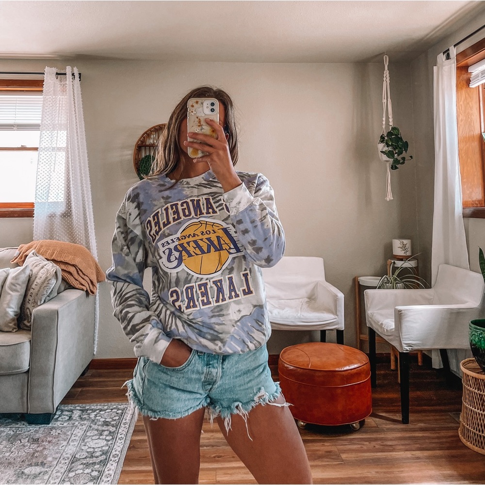 Lakers purple tie dye crewneck